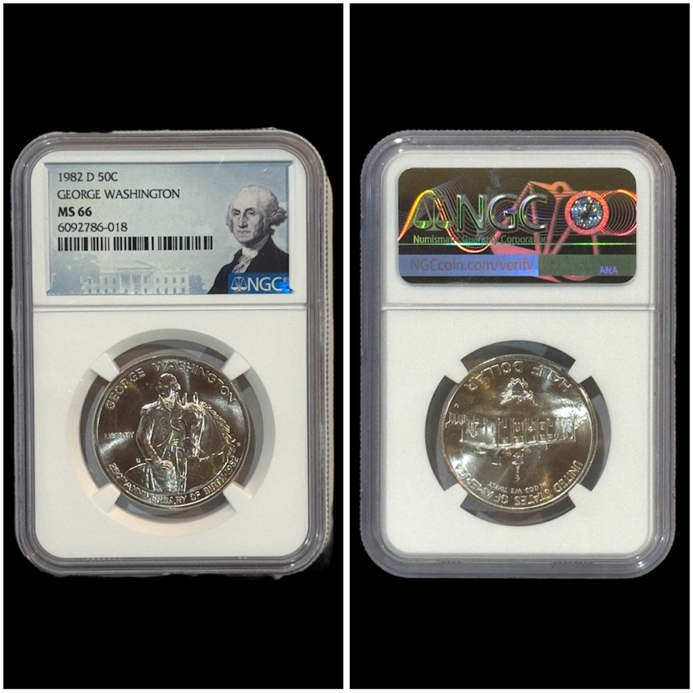 1982 D 50C‎ George Washington NGC MS66 Coin